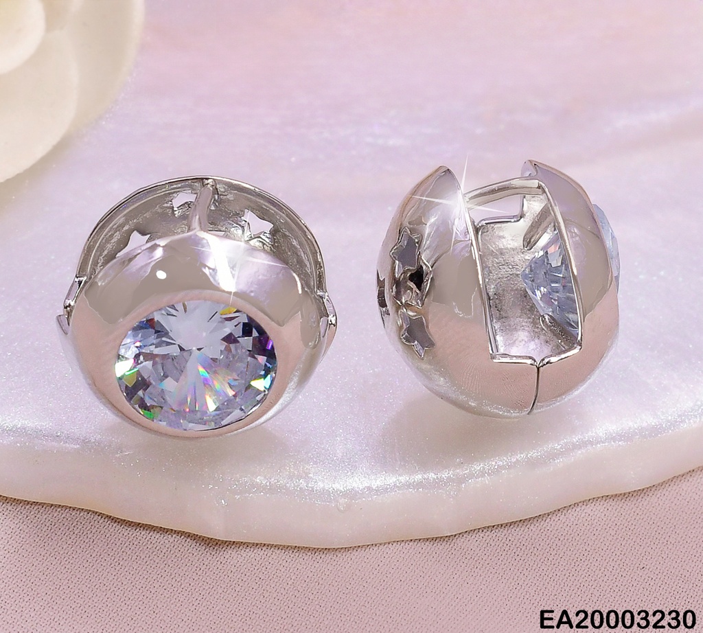 ARETES HUGGIES PLAT. RD.ZIRCONIA/ESTRELLA CALADA K3234