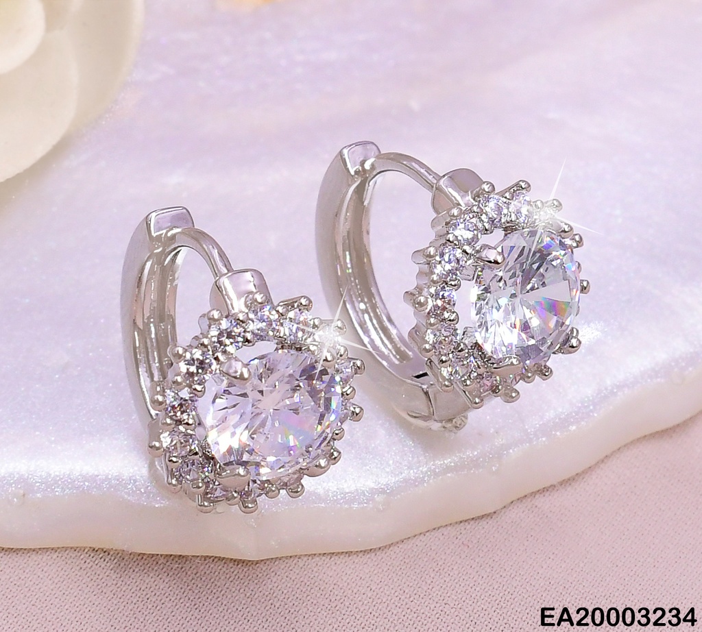 ARETES HUGGIES PLAT.FLOR ZIRCONIAS K3294