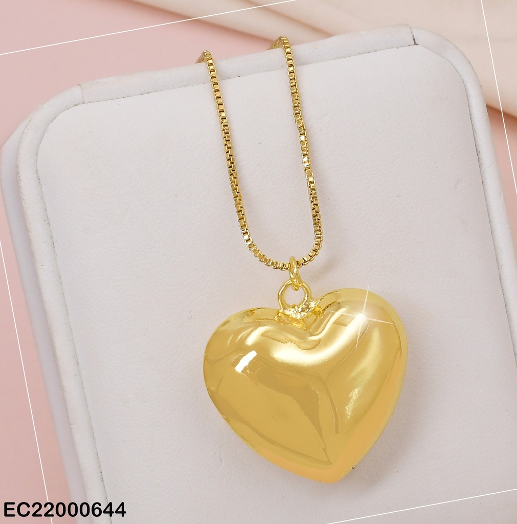 CADENA DOR CORAZON INFLADO PORTA DIJE RD/DELG. F5089-334