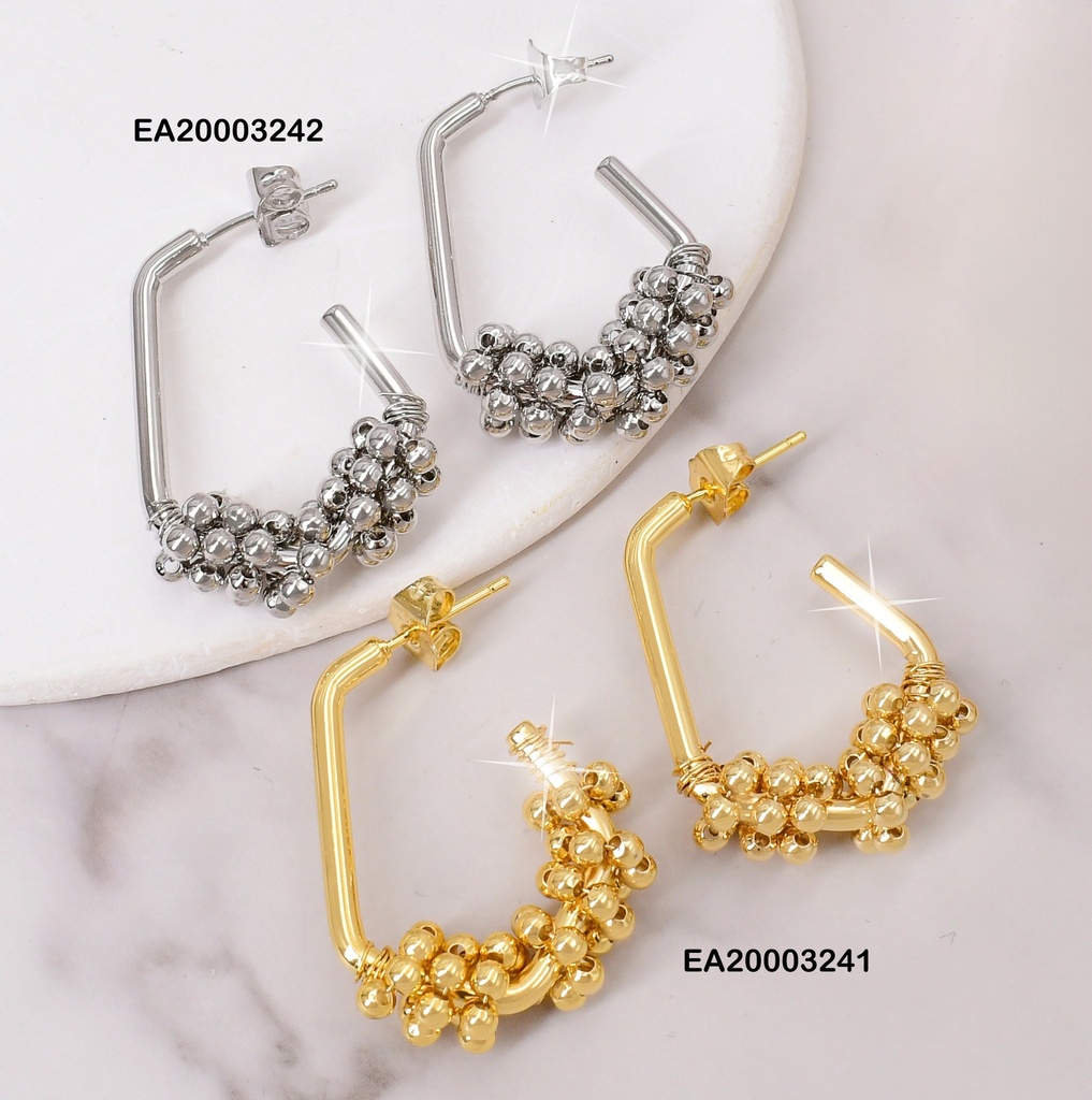 ARETES PLAT PENT. INVERTIDO PELOTITAS PART. INFERIOR  EE950-3