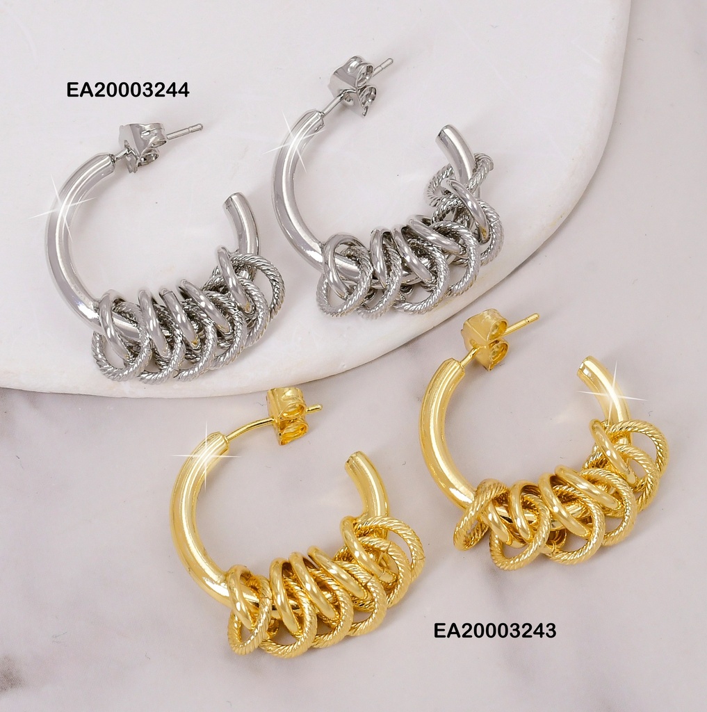 ARETES DOR "C" CIRC. COLGANTES EE951-3