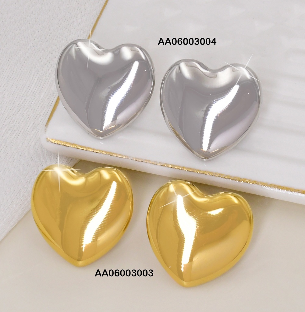 ARETES PLATEADOS CORAZON LISO KE113152
