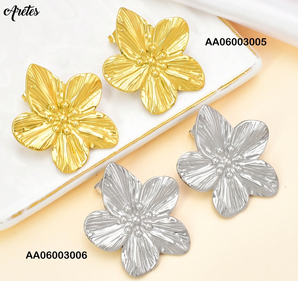 ARETES FLOR DORADA RAYAS GRAB. KE113895/VD084565-149