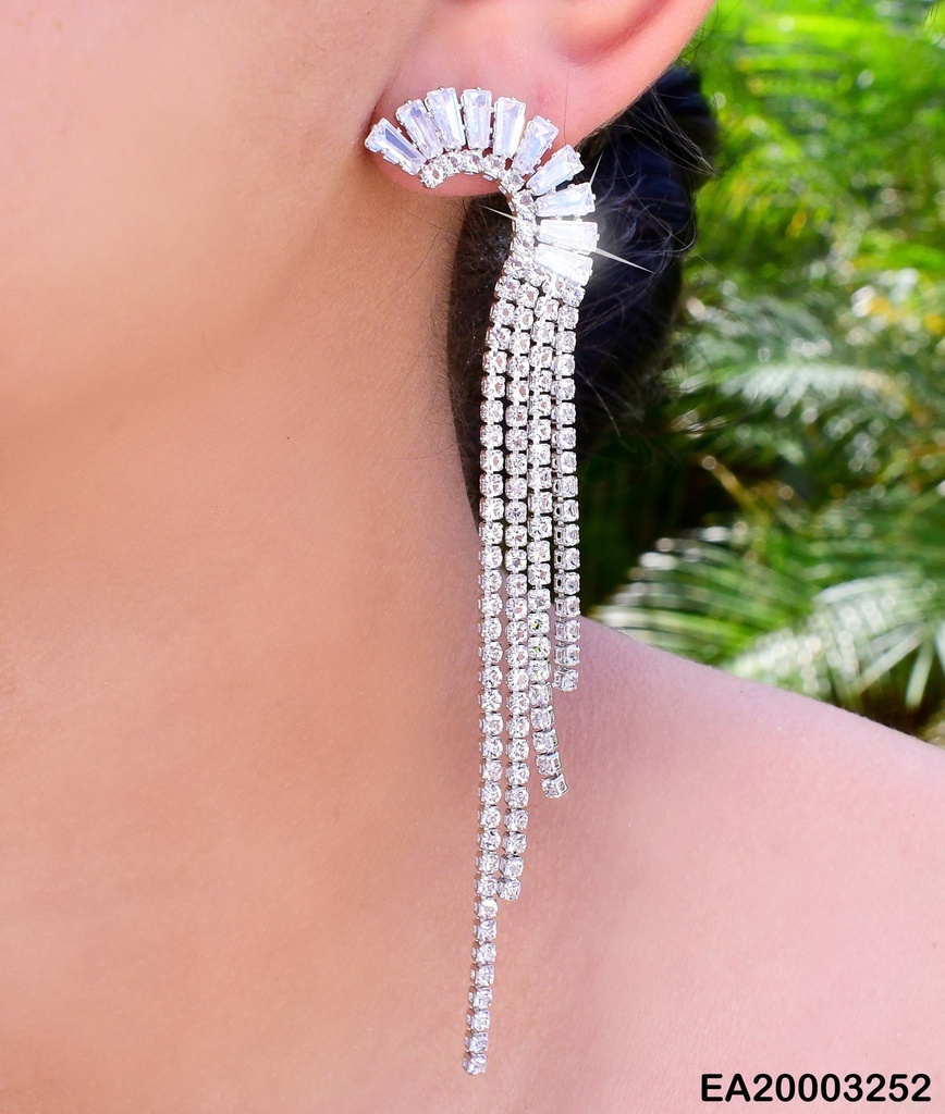 ARETES  PLAT "C" ZIRC. / 4 LINEAS ZIRC COLGANTES  EE1116-132