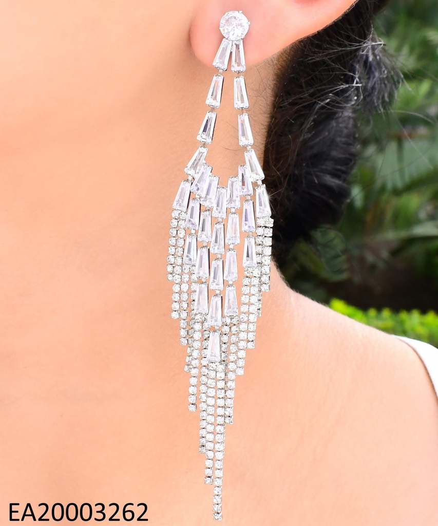 ARETES PLAT  ZIRC RD/ LINEAS ZIRC RECT-RD COLGANTES EE1128-132