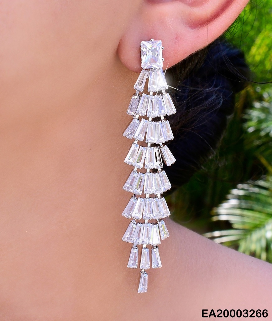 ARETES PLAT LLUVIA ZIRC RECT. EE1138-132