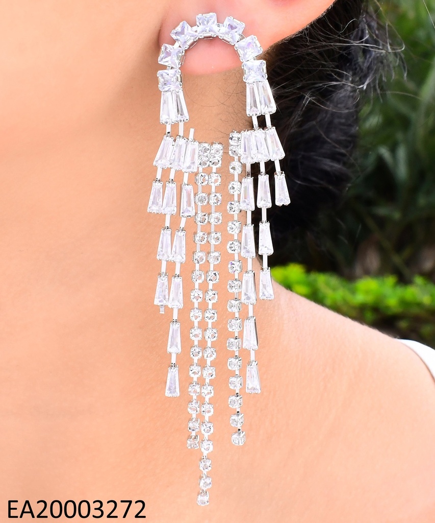 ARETES PLAT U INVERTIDA LINEAS ZIRC COLGANTES EE1132-132
