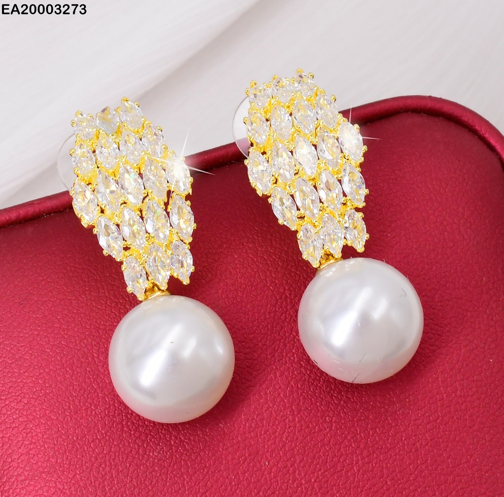 ARETES PLACA ZIR OVALADAS/ PERLA COLGANTE EE1230