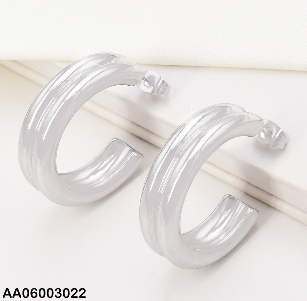 ARETES PLAT DOBLE "C" GRANDE KE113754