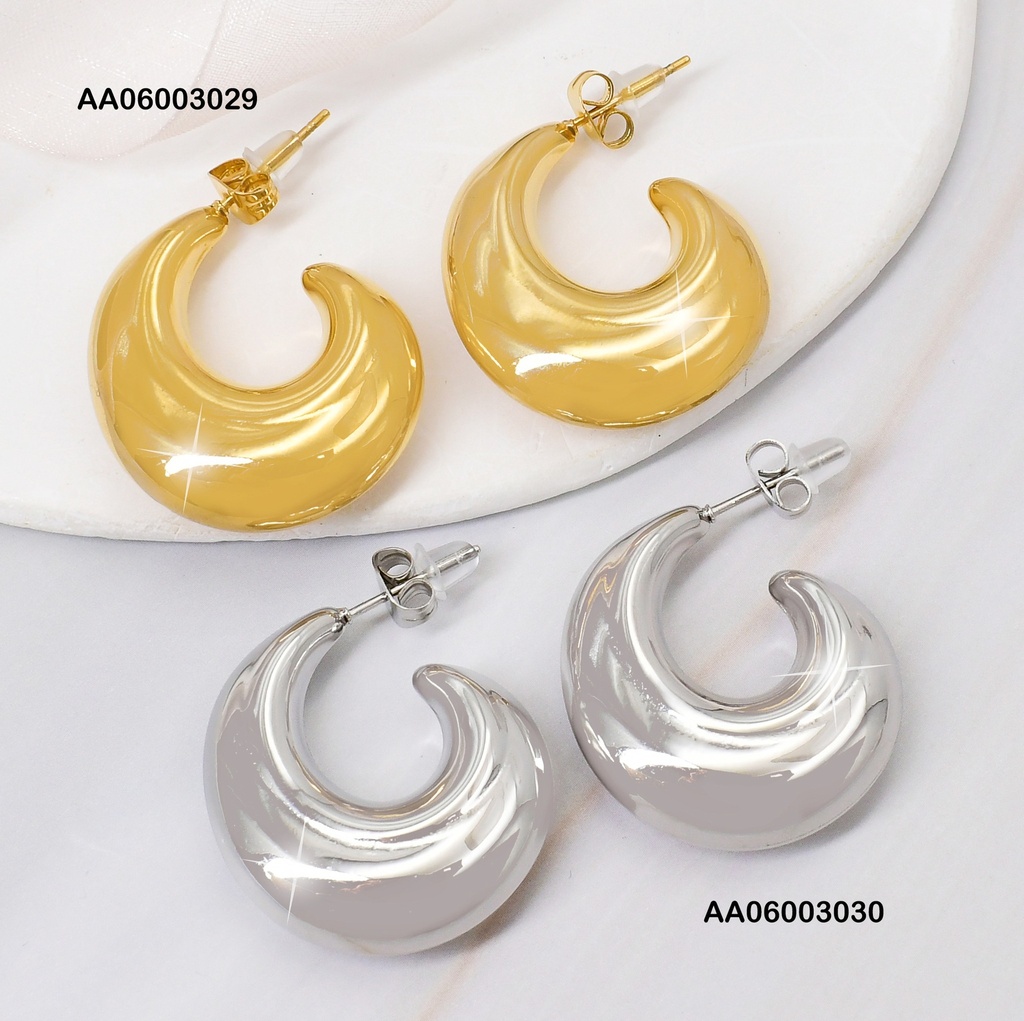 ARETES PLAT MEDIA LUNA INFLADA KE114293