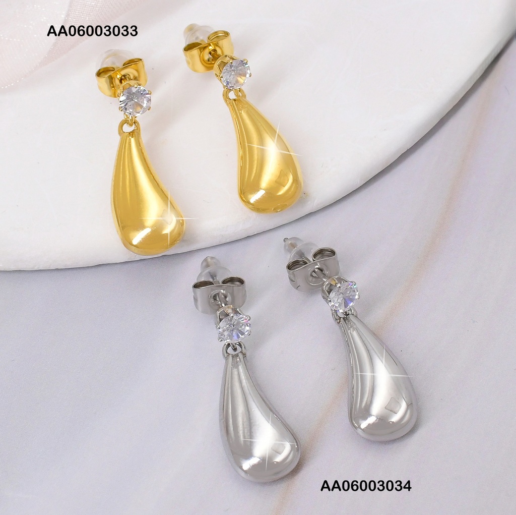 ARETES PLAT ZIRC. RD / GOTA COLGANTE KE114133