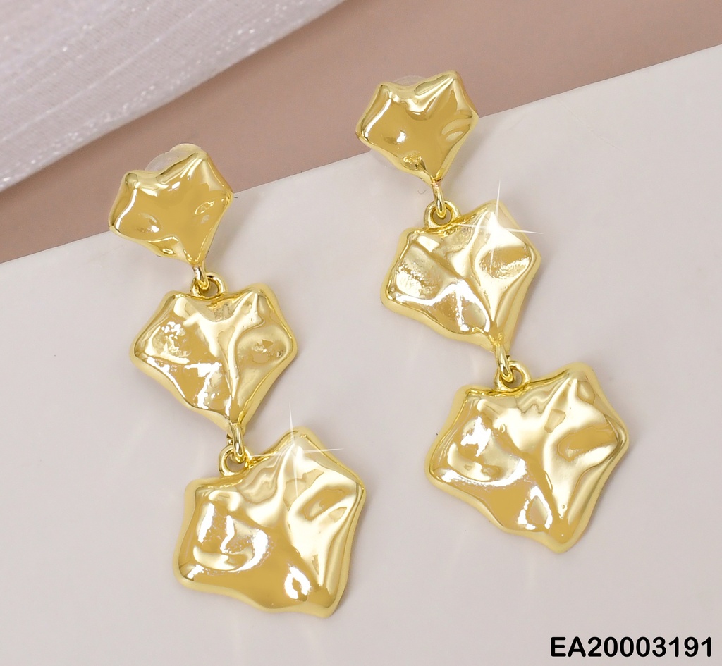 ARETES COLGAR 3 CORAZONES IRREGULARES VERT. EE1618-284