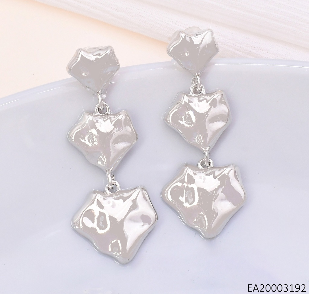 ARETES PLAT. COLGAR 3 CORAZONES IRREGULARES VERT. EE1619-284
