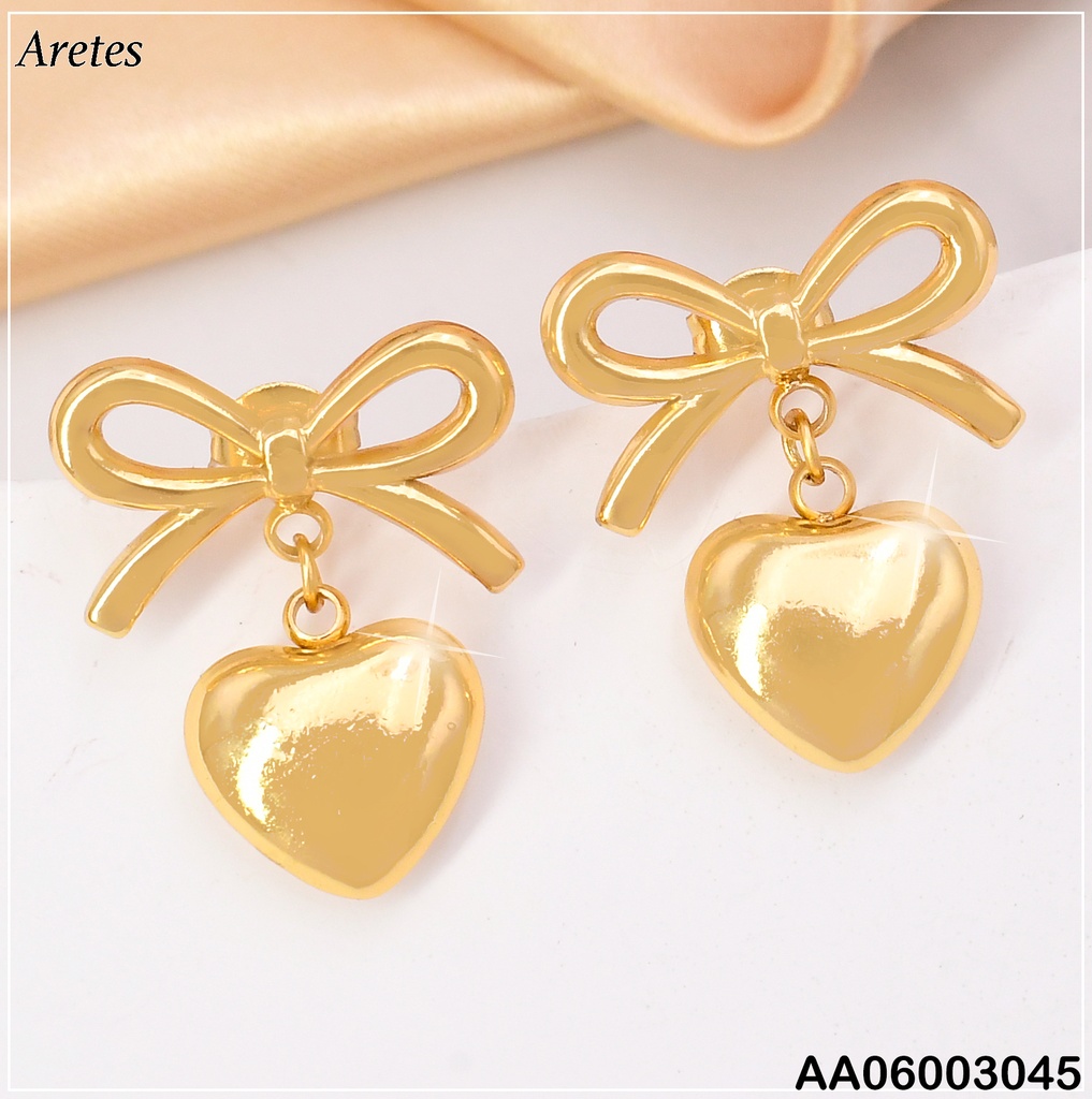 ARETES LAZO C/CORAZON INFLADO COLGANTE KE113944/VD084791-207