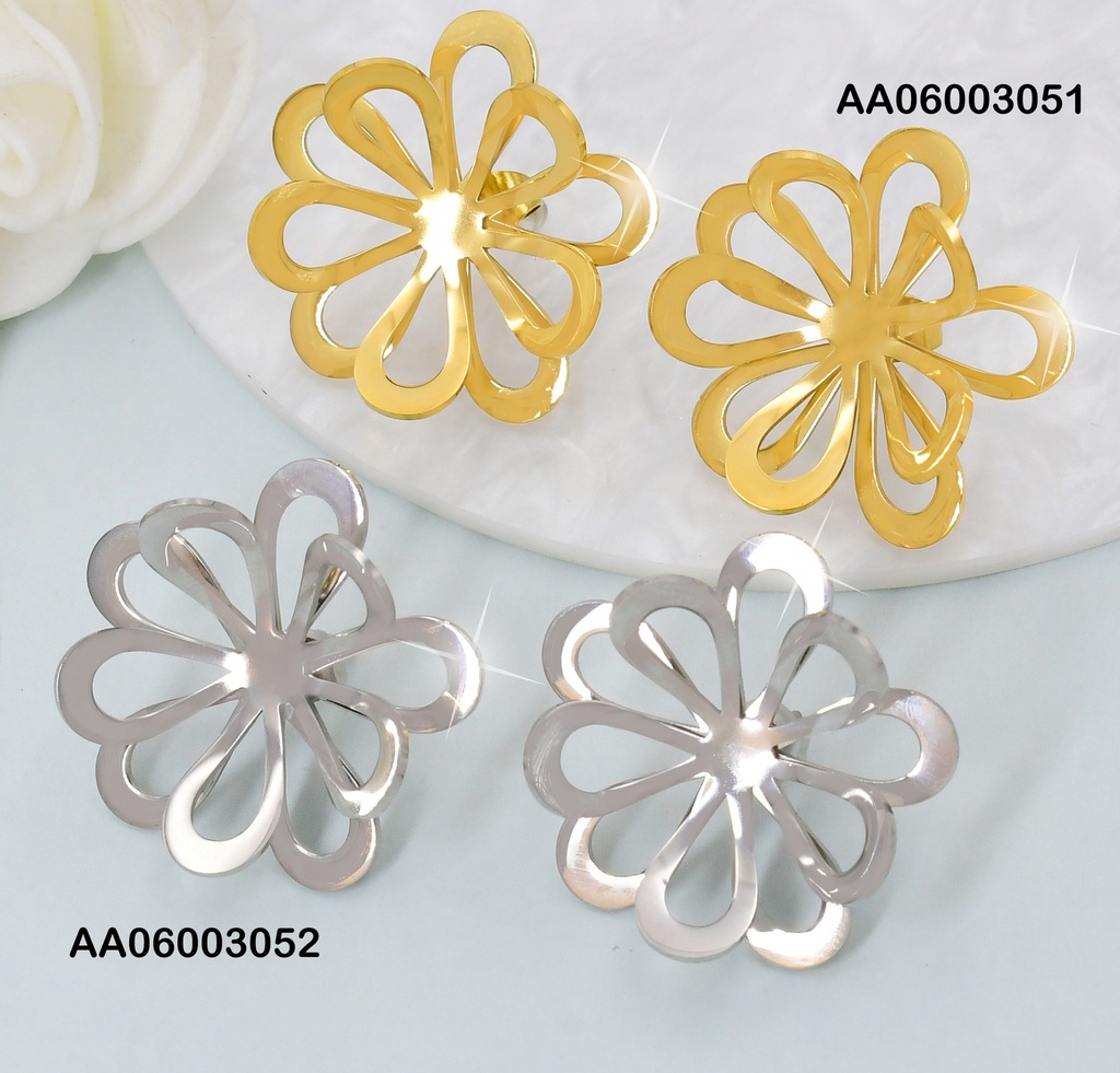 ARETES PLAT.FLOR DOBLES CROQUIS PETALOS KE114306