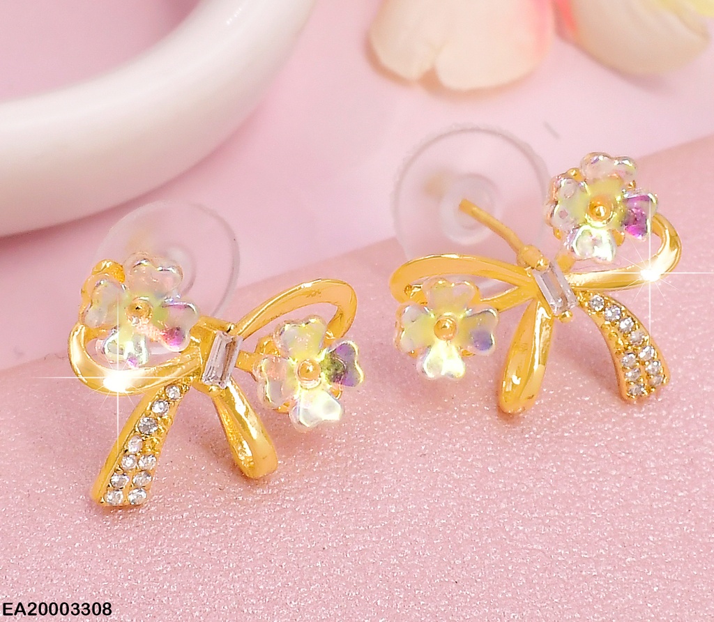 ARETES LAZO DOR./ZIRCONIAS C/2 FLOR TORNASOL EE1600-169