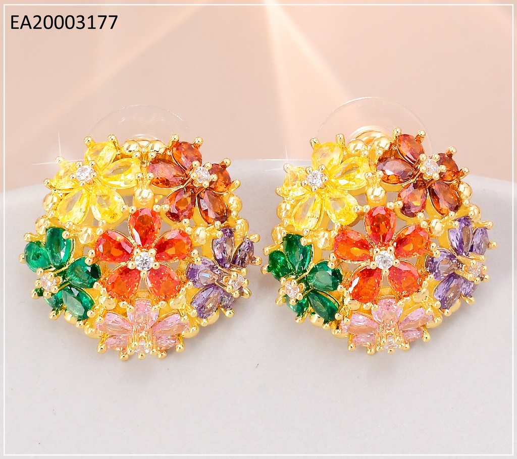 ARETES MEDIA PELOTA FLORES COL.DOR EE1083-6/EE4585-6