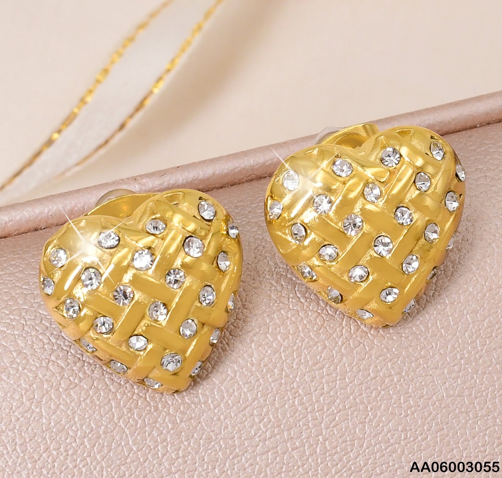 ARETES CORAZON ENREJADO C/ZIRCONIAS KE113738