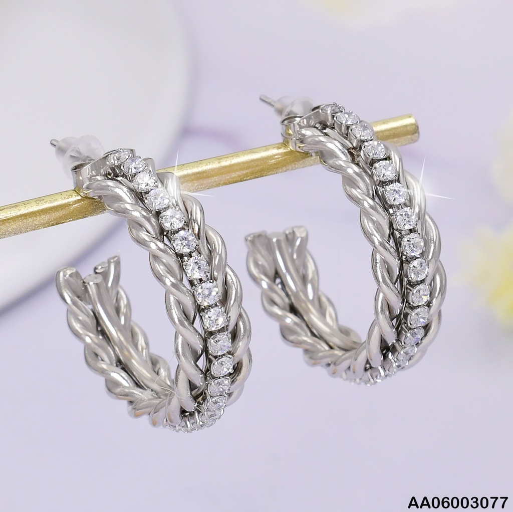 ARETES PLAT. "C"LINEAS TOR/ZIRC/TORNEADA KE114148