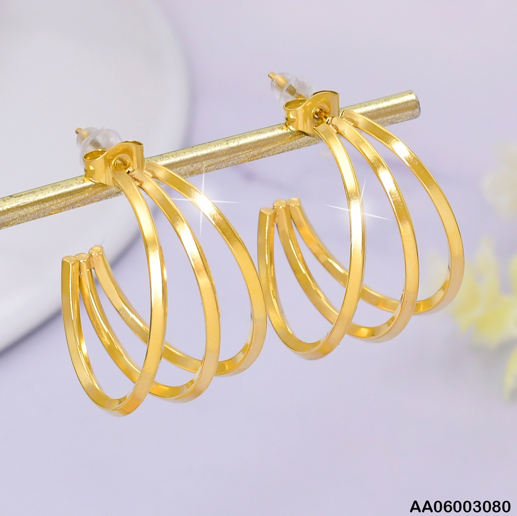ARETES "C" 3 LINEAS LISAS KE113799
