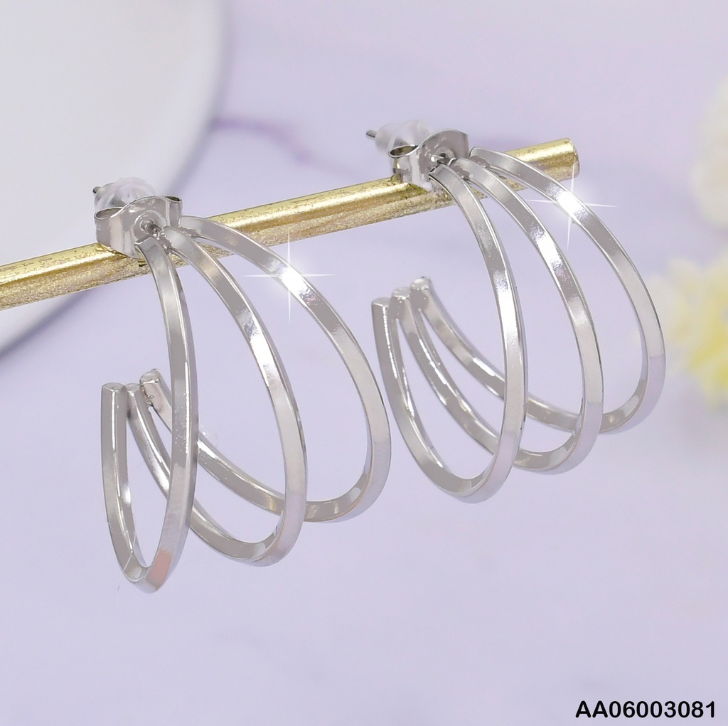 ARETES PLAT. "C" 3 LINEAS LISAS KE113800