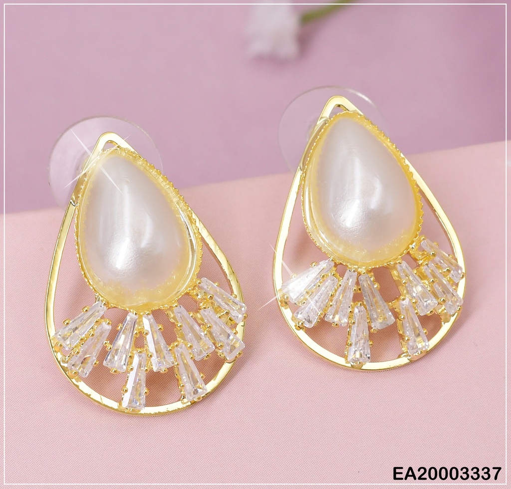ARETES DOR CROQUI GOTA /PERLA/ ZIRC PARTE INF. EE1249-132