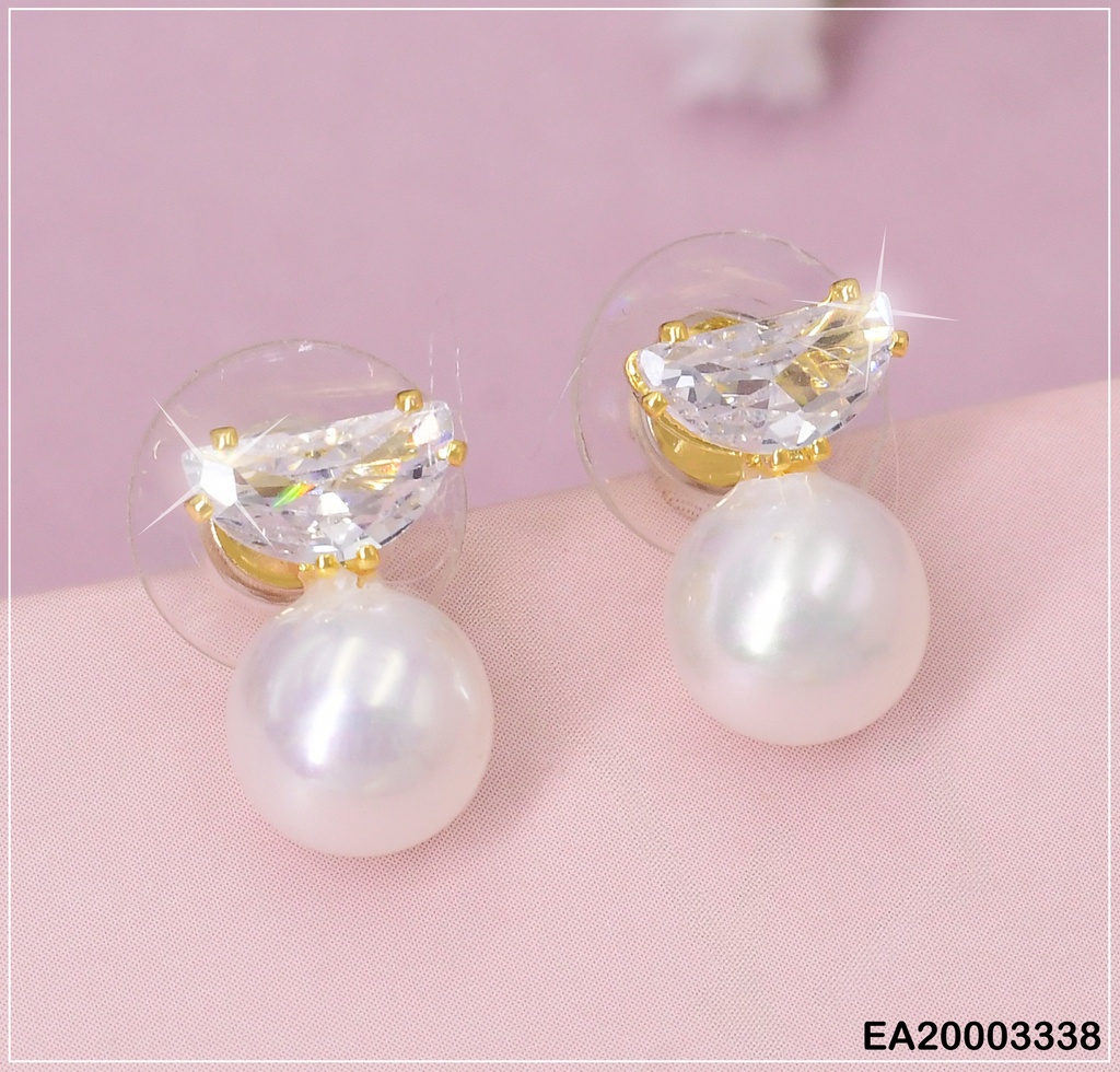 ARETES ZIRC MEDIA LUNA INVERTIDA /PERLA COLGANTE EE1269-132