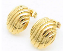 ARETES DOR OVALO PEQ. RAYAS VERTICAL KE112503