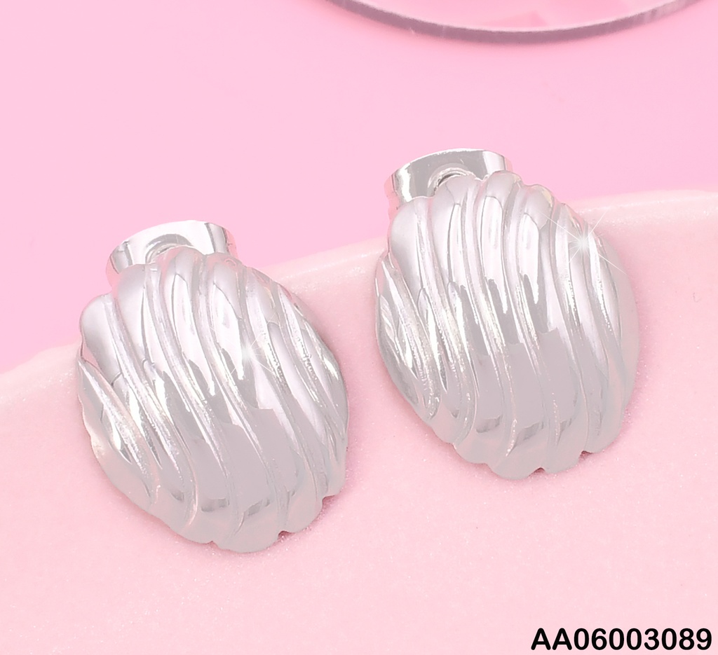 ARETES PLAT OVALO PEQ. RAYAS VERTICAL KE112505