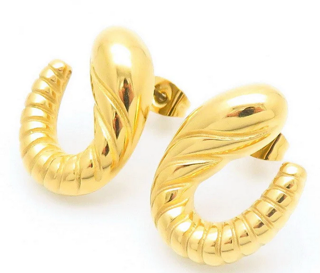 ARETES DOR "U" RAYAS GRAB. KE115078