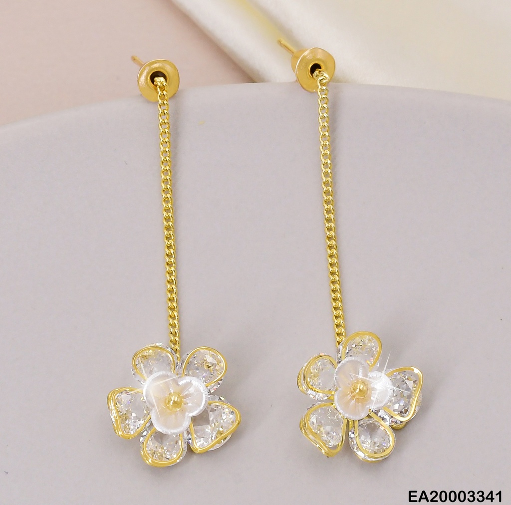 ARETES DOR LARGOS CADENITA/ FLOR ZIRC COLGANTE EE1198-132