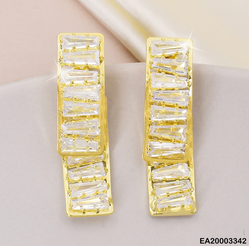 ARETES DOR DOBLE RECTANGULO ZIRC HORIZONTAL EE1314-132