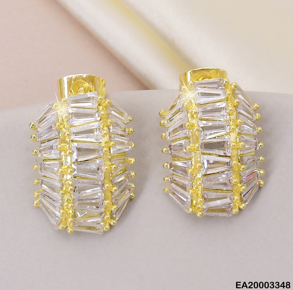 ARETES DOR 3 FILAS DE ZIRC RECT. EN HORIZONTAL EE1762-296