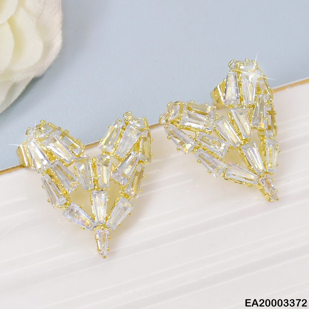 ARETES DOR CORAZON ZIRC. RECTANGULAR EE1835-296