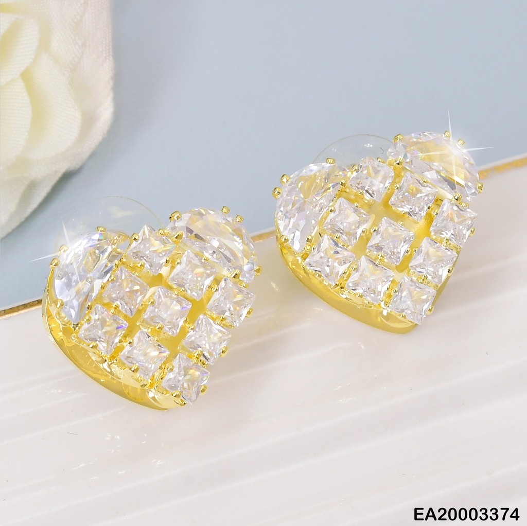 ARETES CORAZON ZIRC SOBRE BASE DORADA EE1190-132