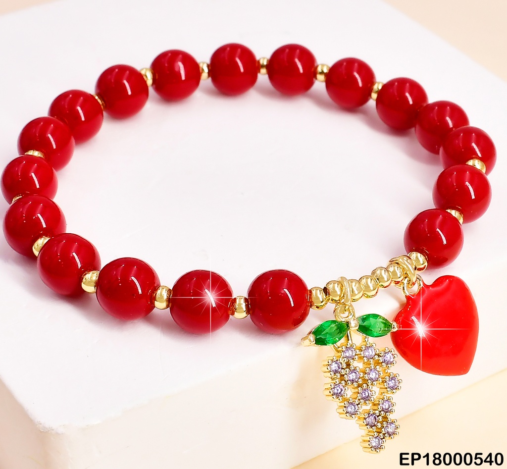 PULSERA PELOTAS ROJAS/❤️/🍇 ZIRCONIAS/ROJA BE309-9
