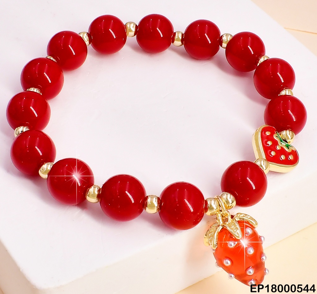 PULSERA PELOTAS ROJAS C/FRESA FIJA/COLGANTE BE313-9