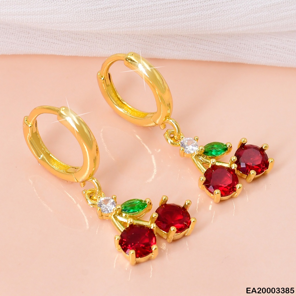 ARETES HUGGIES CEREZAS ZIRCONIAS ROJAS EE3865-9
