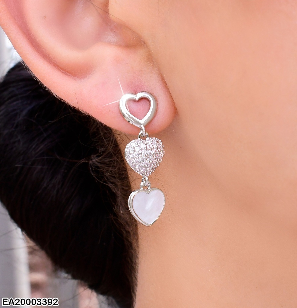 ARETES PLAT 3 CORAZONES CROQUI/ZIRC/BLANCO EE1398-6