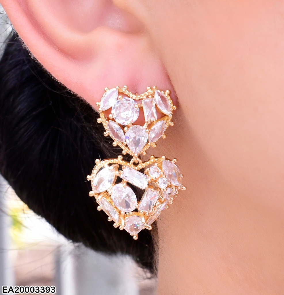ARETES DOR DOBLE CORAZON COLGANTE ZIRC. EE1401-6