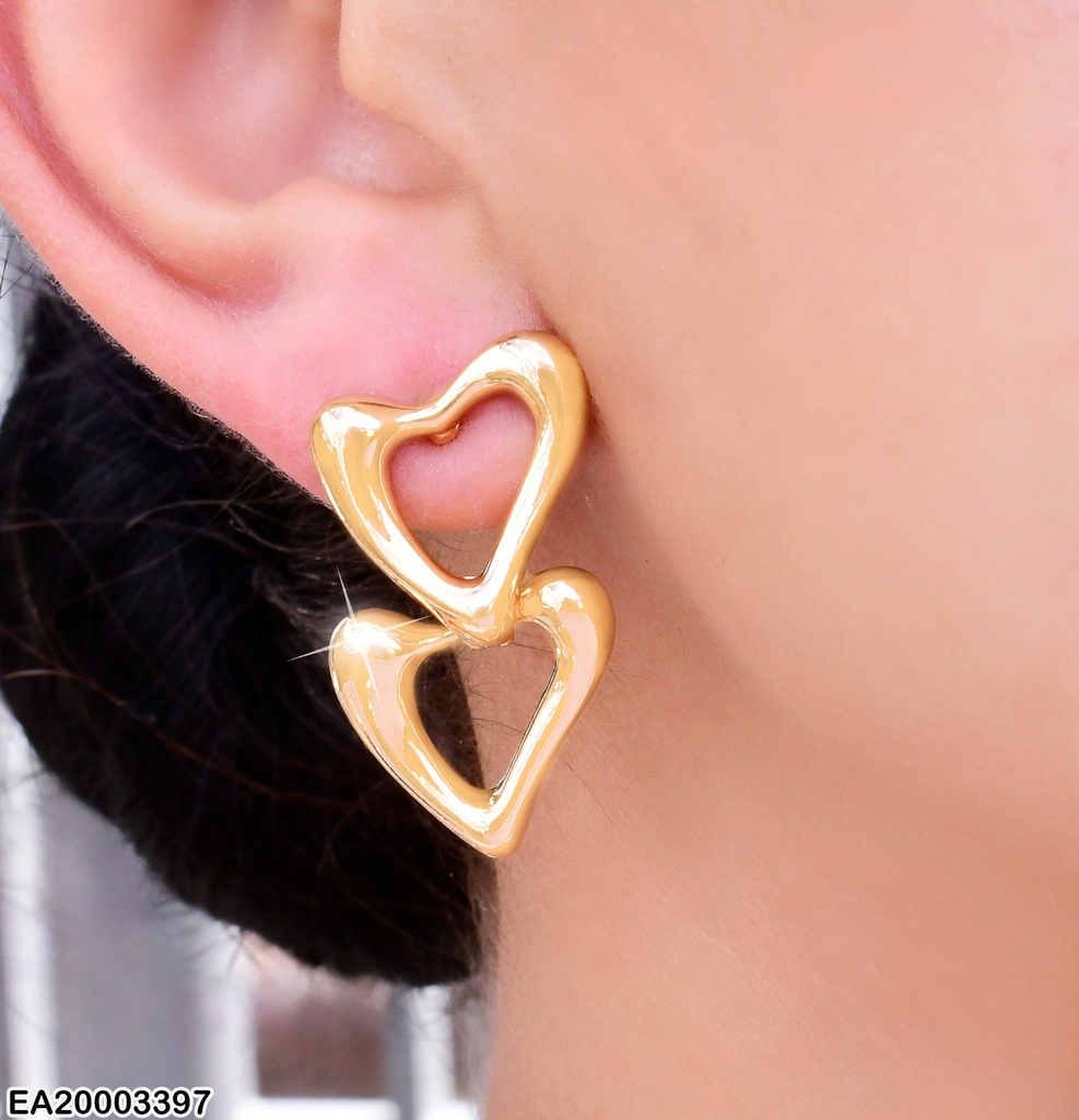 ARETES DOR DOBLE CROQUI CORAZON COLGANTE EE2170-301