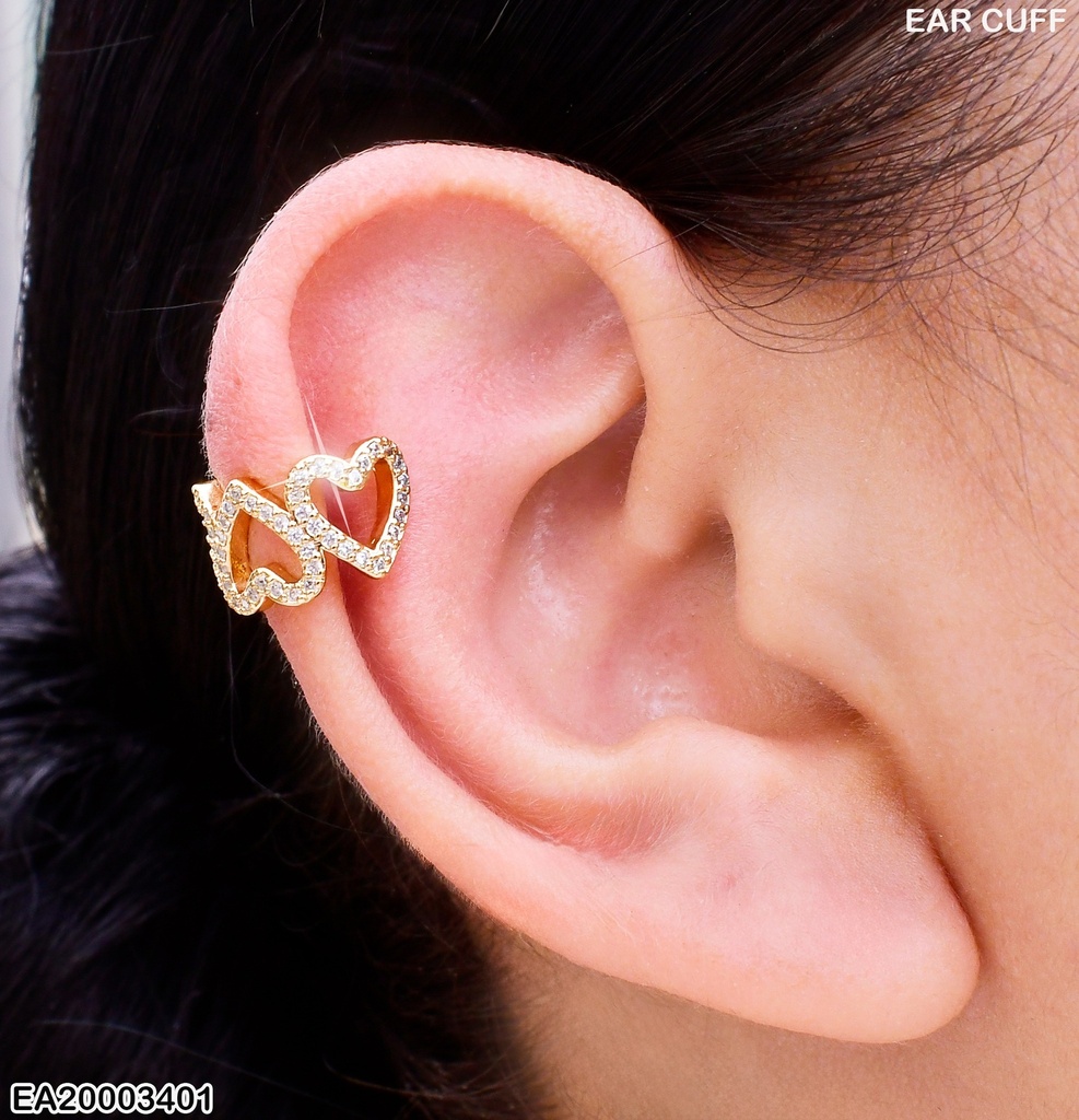 ARETES EAR CUFF DOR CROQUI CORAZONES ZIRC EE1713-294