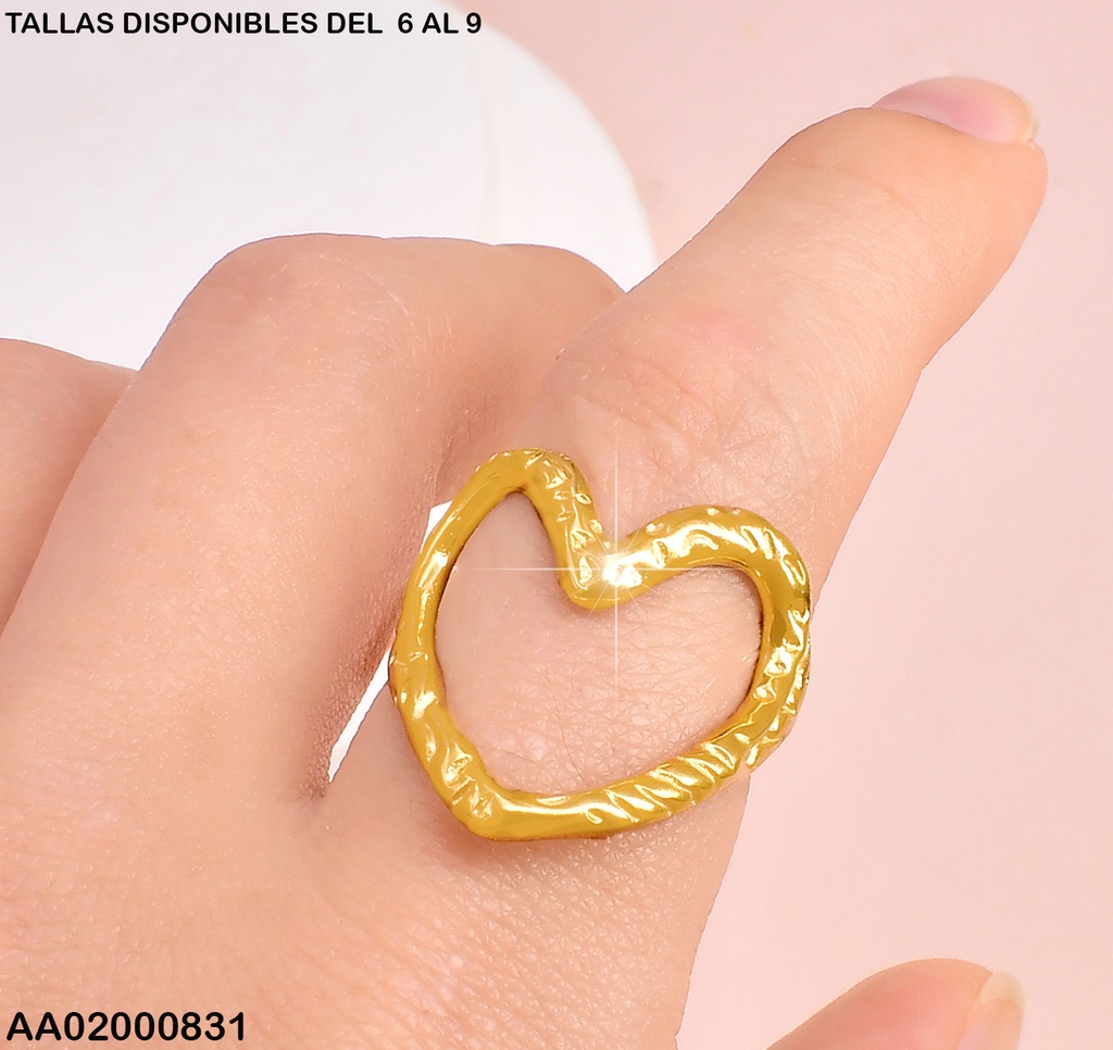 ANILLO DOR CROQUI CORAZON CORRUGADO RA319-305