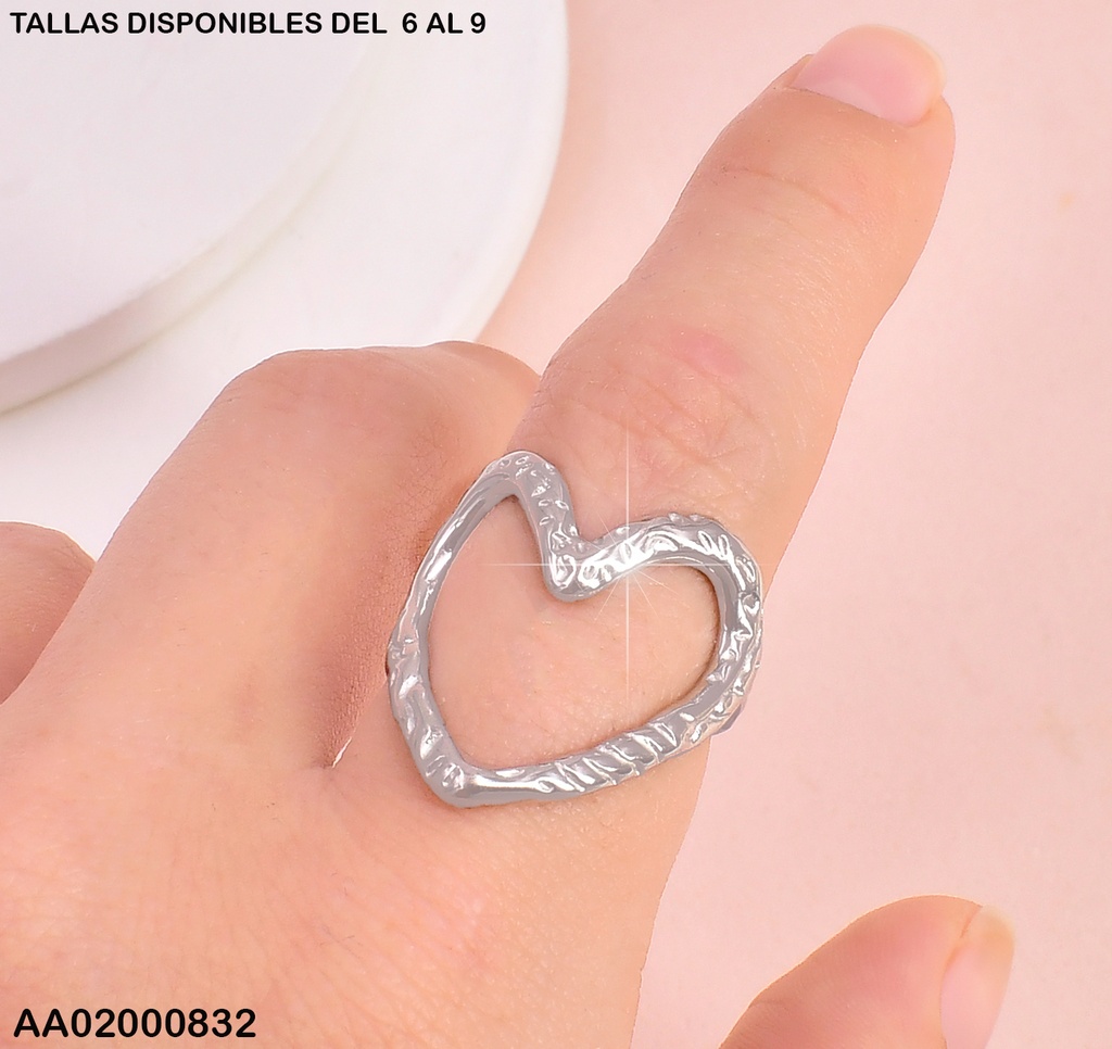 ANILLO PLAT CROQUI CORAZON CORRUGADO RA320-116