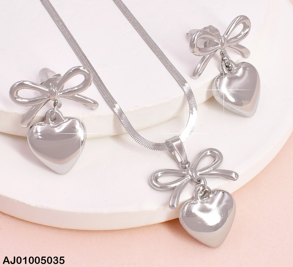 JUEGO PLATEADO LAZO/CORAZON INFLADO SA520-45