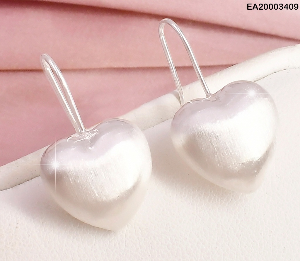 ARETES PLAT. CORAZON INFLADO MATE SATINADO EE2073-301
