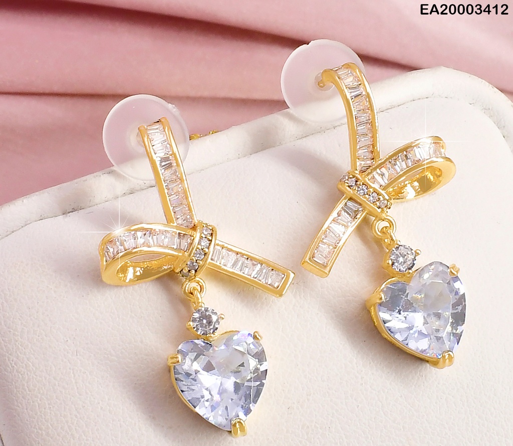 ARETES LAZO D´LADO C/ZIRCONIA CORAZON COLGANTE EE1489-6