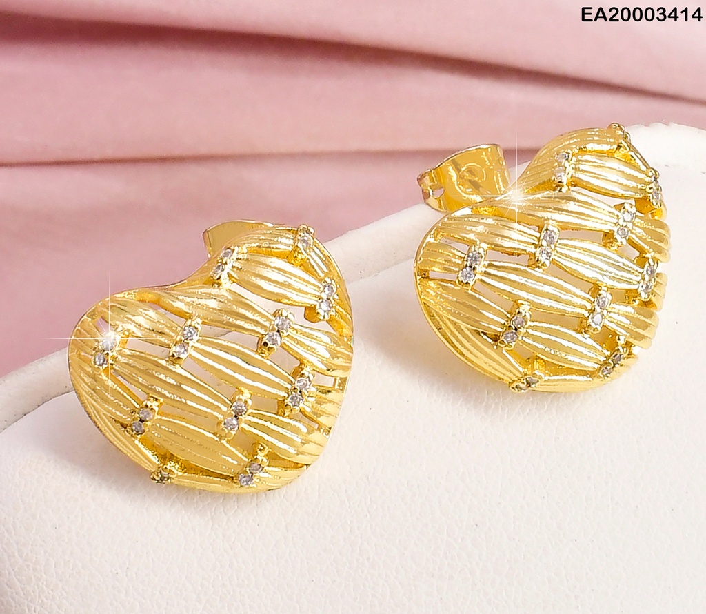 ARETES CORAZON C/LINEAS DIAGIONALES C/ZIRCONIAS EE1942-268
