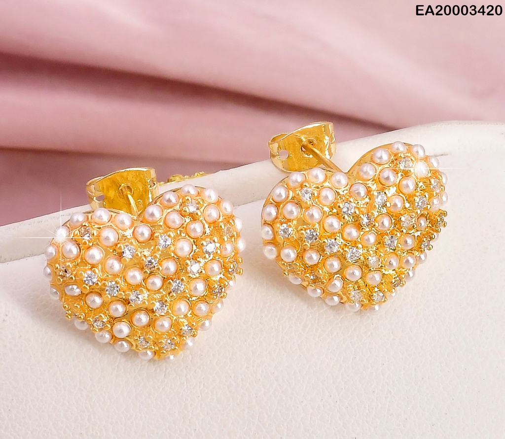 ARETES CORAZON DORADO C/PERLITAS-ZIRCONIAS EE1965-268
