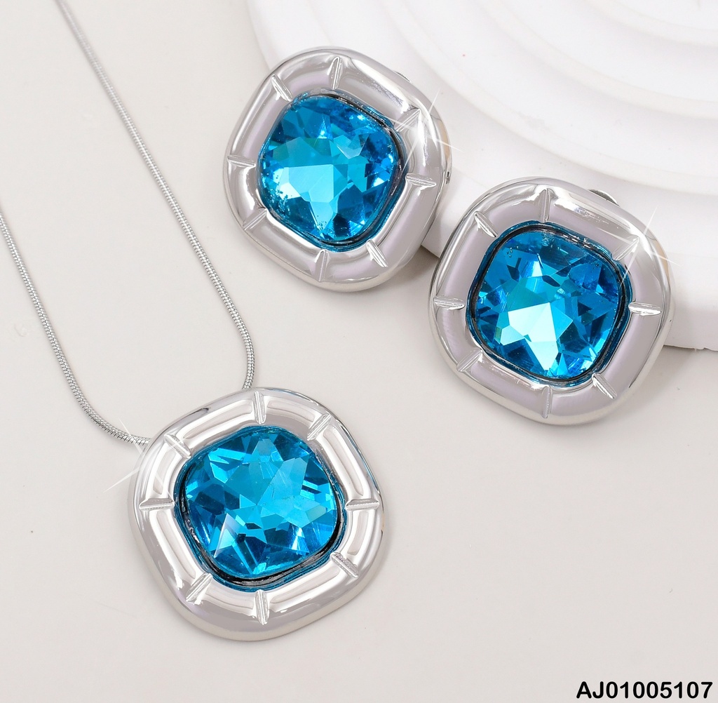 JUEGO PLAT CIRCULO CENTRO ZIRC AZUL SA542-45